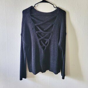 Lightweight Open Back Loose Knit Sweater Size M